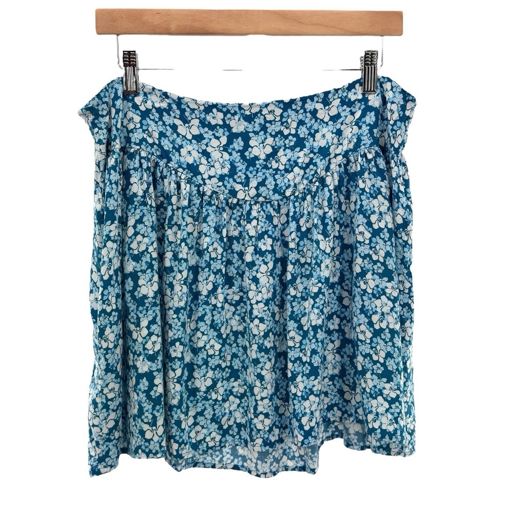 Abound Blue White Floral Mini Skirt Size Large Boho Flowy Casual Lightweight‎